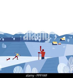 Rural landscape in winter. Stock Vector