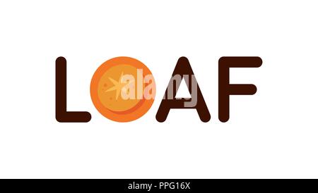 Loaf Bread isolated on white - Vector Emblem Illustration with image in word. Stock Vector
