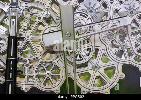 Intricate gearwork of the Jura Clock L horloge du Jura a