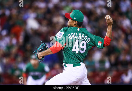 Yovani Gallardo pitcher inicial de Mexico, durante el partido de Italia vs Mexico del torneo Clásico Mundial de Beisbol 2017 en el Estadio de Charros Stock Photo