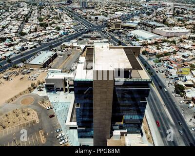 Metrocentro Tower in Hermosillo, Sonora. commercial center and business building. Architecture. Increase. Modernity. Real state development... Stock Photo