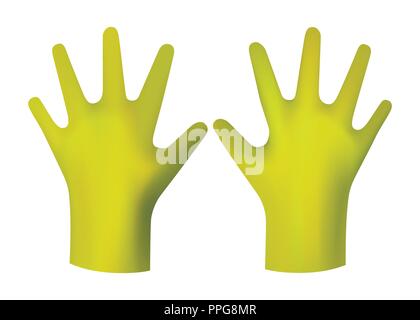 Yellow rubber gloves. Work clothes for hands. Professional cleaning. Vector illustration. Stock Vector