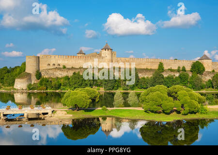 Ivangorod fortress on the border of Russia and Estonia on the bank of river Narva Stock Photo
