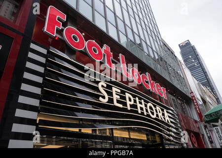 Foot Locker and Sephora Storefront on W. 34th Street, NYC, USA Stock Photo