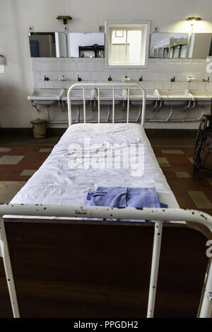 Old hospital beds, detail of old hospital for patients Stock Photo