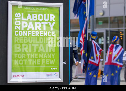 Liverpool, Merseyside, UK. 26th Sept 2018. Labour Party Conference. supporters, delegates, demonstrators, people at the echo arena as the city stages its annual political event. Credit; MediaWorldImages/AlamyLiveNews. Stock Photo