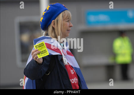 Liverpool, Merseyside, UK. 26th Sept 2018. Labour Party Conference. supporters, delegates, demonstrators, people at the echo arena as the city stages its annual political event. Credit; MediaWorldImages/AlamyLiveNews. Stock Photo