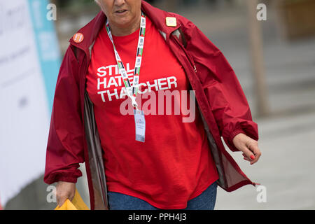 Liverpool, Merseyside, UK. 26th Sept 2018. Labour Party Conference. supporters, delegates, demonstrators, people at the echo arena as the city stages its annual political event. Credit; MediaWorldImages/AlamyLiveNews. Stock Photo