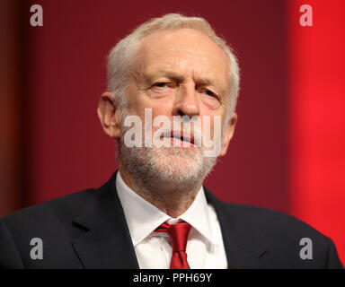 Liverpool, UK. 26th September, 2018. Jeremy Corbyn Mp Labour Party Leader Labour Party Conference 2018 The Liverpool Echo Arena, Liverpool, England 26 September 2018 Addresses The Labour Party Conference 2018 At The Liverpool Echo Arena, Liverpool, England Credit: Allstar Picture Library/Alamy Live News Stock Photo
