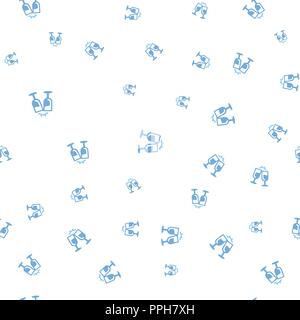 Two glasses with champagne seamless pattern. Isolated on a white background. Vector illustration. Stock Vector