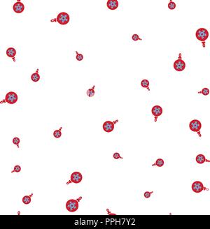 Red balls for decorating a Christmas tree seamless pattern. Isolated on a white background. Vector illustration. Stock Vector