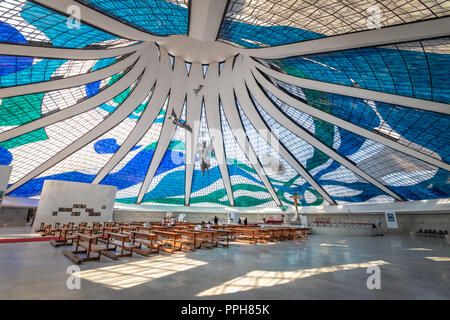 Interior of Brasilia Cathedral - Brasilia, Brazil Stock Photo