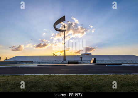 Memorial JK - Juscelino Kubitschek Memorial at sunset - Brasilia, Distrito Federal, Brazil Stock Photo