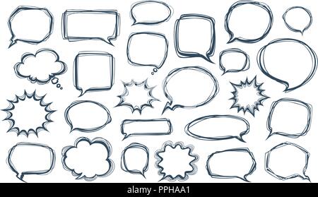 Set of comic speech bubbles. Doodle vector illustration Stock Vector