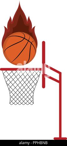 Isolated basketball ball on a net Stock Vector