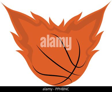 Isolated basketball ball with fire effect Stock Vector