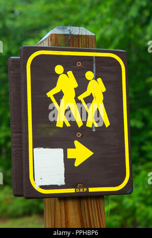 Hiking sign, Bigelow Hollow State Park, Connecticut Stock Photo