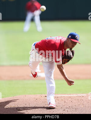 John Brownell pitcher inicial de Puerto Rico , durante el partido de beisbol de la Serie del Caribe entre Republica Dominicana vs Puerto Rico en el Nu Stock Photo