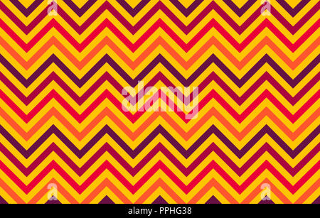 Abstract chevron lines in red to orange hues on yellow background, graphic resource as abstract background, textile print, wallpaper inspiration Stock Photo