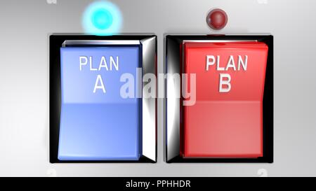 Selection between plan A and plan B - 3D rendering Stock Photo