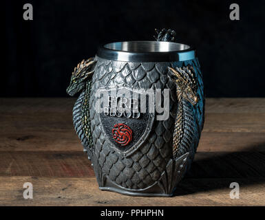 Official Fire and Blood tankard from Game of Thrones series Stock Photo