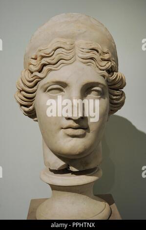 Juno. Ancient Roman goddess. Bust, 2nd century AD. National Archaeological Museum, Naples. Italy. Stock Photo