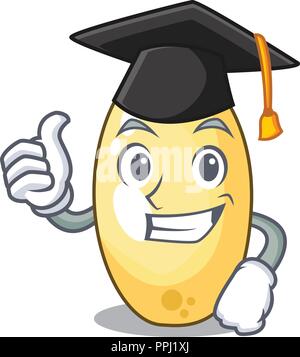 Graduation character brown cedar nut fruit on plate Stock Vector