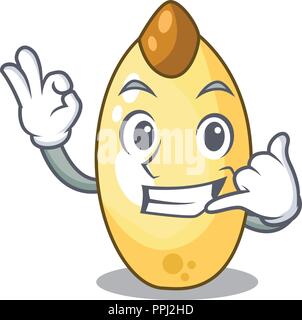 Call me cedar pine nuts isolated on mascot Stock Vector