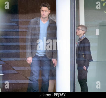 Justin Hartley filming the TV series ’This Is Us' with Melanie Liburd and Terry Gross in Philadelphia  Featuring: Justin Hartley, Terry Gross Where: Philadelphia, Pennsylvania, United States When: 25 Aug 2018 Credit: Hugh Dillon/WENN.com Stock Photo