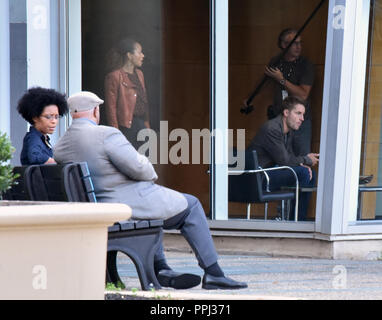 Justin Hartley filming the TV series ’This Is Us' with Melanie Liburd and Terry Gross in Philadelphia  Featuring: Melanie Liburd, Justin Hartley Where: Philadelphia, Pennsylvania, United States When: 25 Aug 2018 Credit: Hugh Dillon/WENN.com Stock Photo