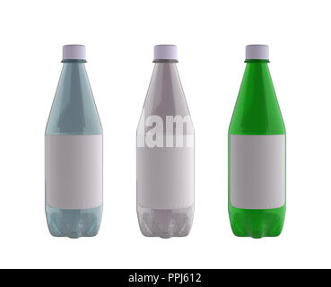 isolated various color bottle with empty packing, 3D rendering Stock Photo