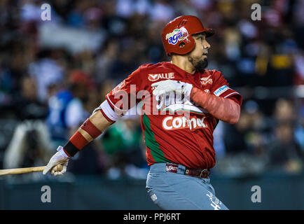 Jonatah Aceves de los Tomateros de Culiacan en la ceremonia de inicio del partido de beisbol Águilas Cibaeñas de Republica Dominicana, durante la Seri Stock Photo