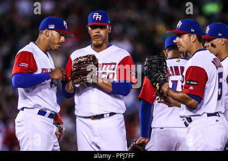 Giovanni Soto pitcher relevo de Puerto Rico, durante el World Baseball Classic  en estadio Charros de Jalisco en Guadalajara, Jalisco, Mexico. Marzo 1 Stock Photo