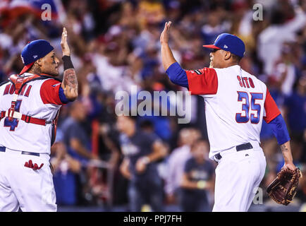 Giovanni Soto pitcher relevo de Puerto Rico, durante el World Baseball Classic  en estadio Charros de Jalisco en Guadalajara, Jalisco, Mexico. Marzo 1 Stock Photo