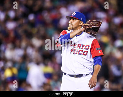 Giovanni Soto pitcher relevo de Puerto Rico, durante el World Baseball Classic  en estadio Charros de Jalisco en Guadalajara, Jalisco, Mexico. Marzo 1 Stock Photo