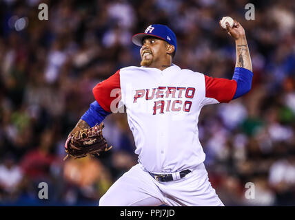 Giovanni Soto pitcher relevo de Puerto Rico, durante el World Baseball Classic  en estadio Charros de Jalisco en Guadalajara, Jalisco, Mexico. Marzo 1 Stock Photo