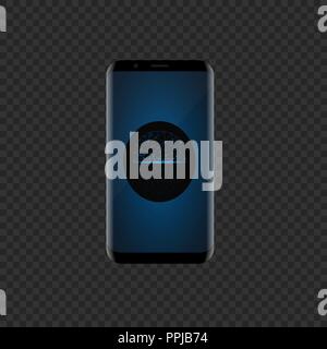 Smartphone with blue face scan icon Stock Vector