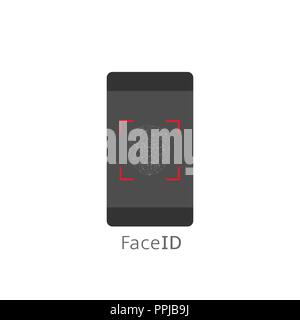 Smartphone with face scan icon Stock Vector