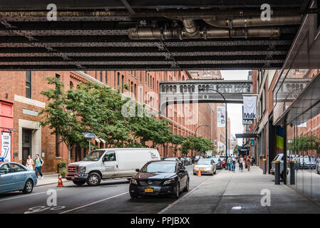 New York City, USA - June 22, 2018: Street scene of Meatpacking district in Chelsea. It is the most fashionable leisure area in town Stock Photo