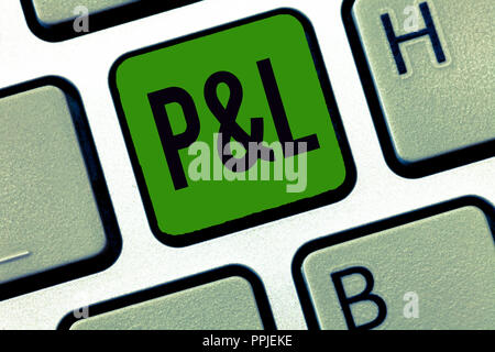 Word writing text P and L. Business concept for primary financial statements to assess companys financial position. Stock Photo