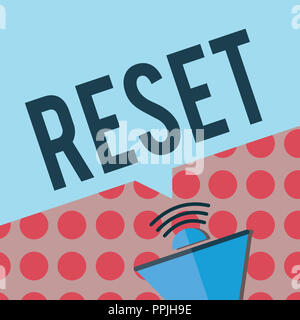 Conceptual hand writing showing Reset. Business photo text cause device return to its factory mode Set again zero start point. Stock Photo
