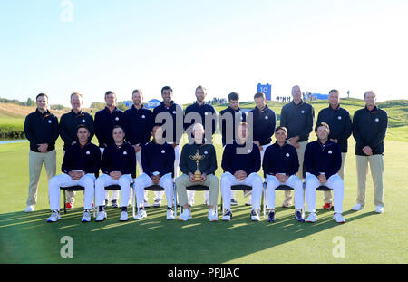 Justin Thomas of team USA and Tony Finau of team USA share a joke ...