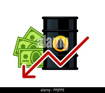 Lowering of barrel oil prices vector illustration Stock Vector