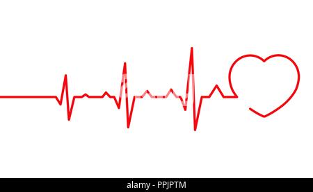Heart pulse, Cardiogram line vector illustration isolated on white background, Heartbeat Stock Vector