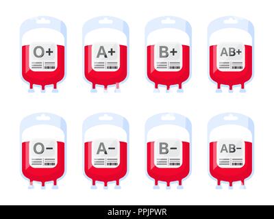 Blood bags with blood types. Blood group vector icons Stock Vector ...