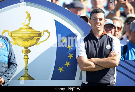 Team Europe's Rory McIlroy during preview day three of the Ryder Cup at Le Golf National, Saint-Quentin-en-Yvelines, Paris. PRESS ASSOCIATION Photo. Picture date: Wednesday September 26, 2018. See PA story GOLF Ryder. Photo credit should read: Adam Davy/PA Wire.