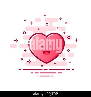 Heart MBE style with eyes and mouth vector cartoon illustration Stock Vector