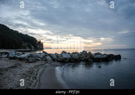 sunrise morning over baltic seaside in Gdynia,Poland, panorama nature view Stock Photo