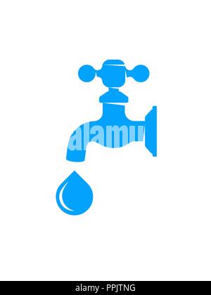 Water faucet with drop isolated on white background Stock Vector
