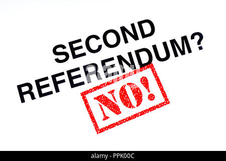 The Second Referendum question stamped with a red NO! rubber stamp. Stock Photo